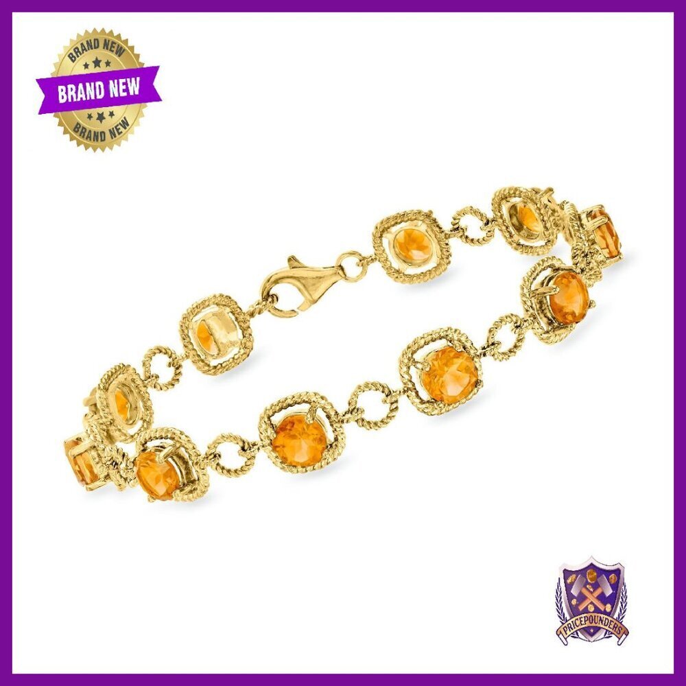 18kt Gold Over Sterling Oval Gemstone Bracelet 7 Inches